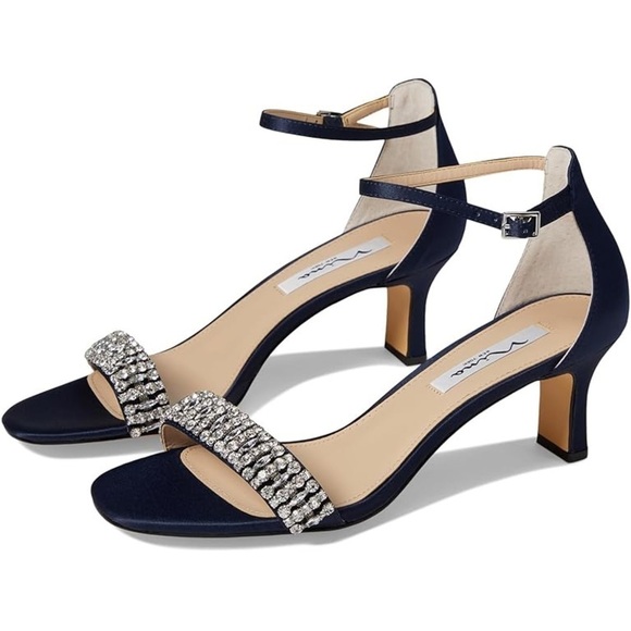 S60. NWT Nina Nora Black Heels Black Luster Satin 10M - Picture 2 of 9